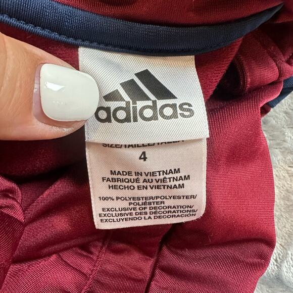 Adidas Burgundy Red Navy Blue Track Jacket Zip Up Little Toddler Boys 4 4T - Picture 3 of 5